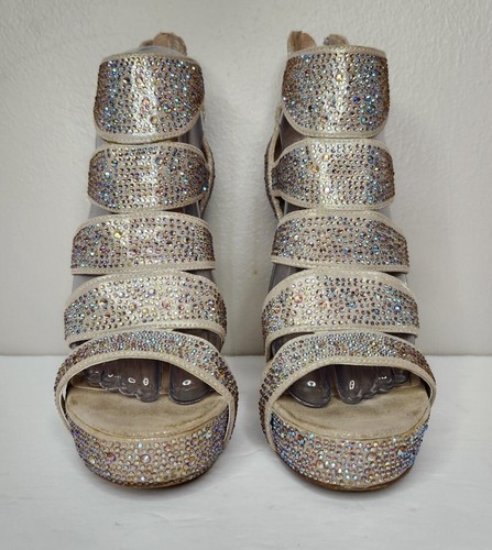 Steve Madden SPYCEE-R Rhinestone Platform Gladiator 5.25" Stilettos Heels Nude 7 - 第 5/14 張圖片