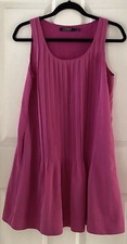 Lauren Ralph Lauren Dress Sz 2 Pink Fuchsia Pullover Pleated Sleeveless Lined