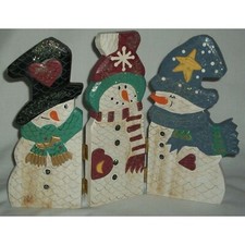Distressed Rustic Sign Holiday Christmas Xmas Decor Wooden Snowman Snowmen