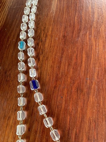 Vintage Art Deco LEADED Crystal GLASS Cube Bead Flapper Necklace 56" Long A9 - Picture 15 of 18