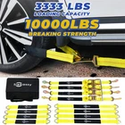 8x Axle Strap Car Trailer Hauler Ratchet Tie Down Strap Snap Hook Heavy Duty