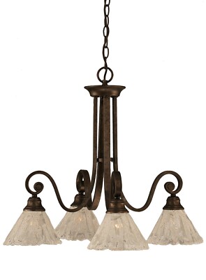 Toltec Lighting 258-BRZ-7195 Curl Four-Light Down light Chandelier Bronze Finish