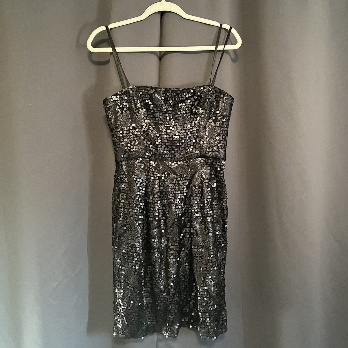 NWT BCBGMAXAZRIA Black Sequin strapless optional cocktail dress SZ 4 SMALL  BCBG