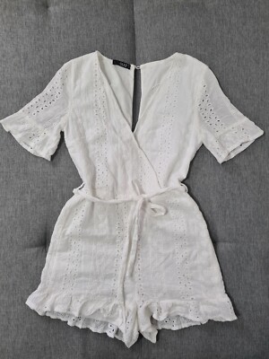 Quiz Women Broderie Anglaise White Lace Playsuit Romper
