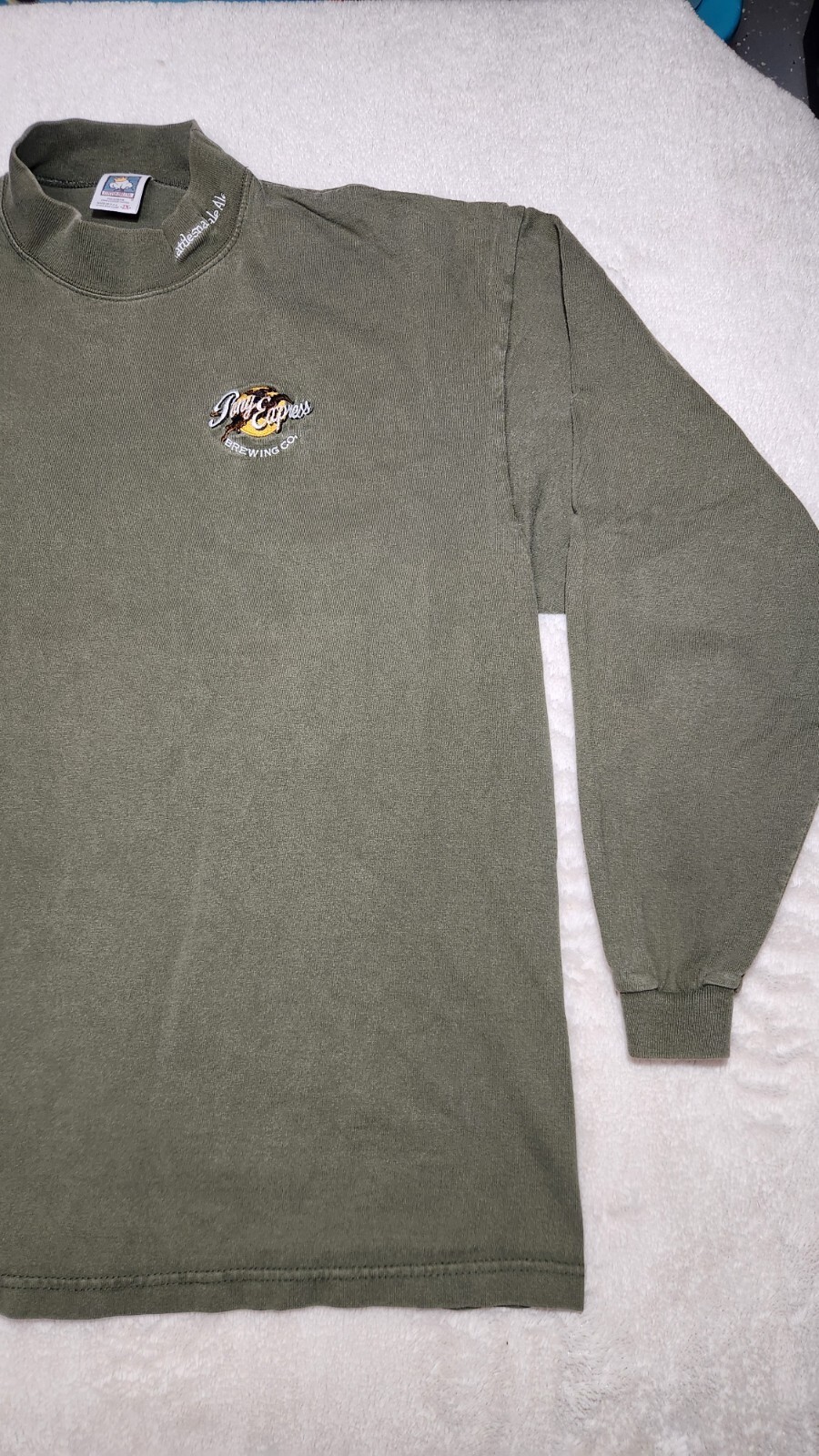 Camicia vintage Pony Express Brewing Co Kansas manica lunga girocollo serpente a sonagli