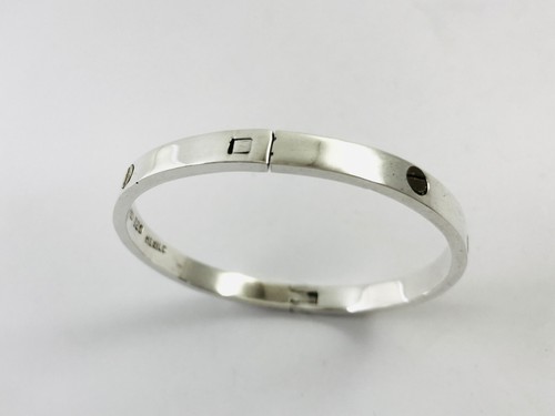 925 Sterling Silber Klapp Creolen Armreif Armband. 6,1" / 15,5 cm, 19 g - Bild 4 von 13