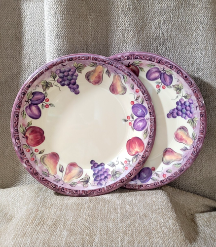 2- J.C. Penney Dinner Plates 11" Fruit Pattern ** Melamine Country Farmhouse - Picture 2 of 4