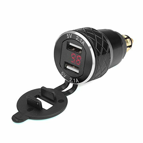 Alamor 12V-24V 4.2A Voltmetro Rosso Moto Dual USB Charger DIN Socket per (v5i)