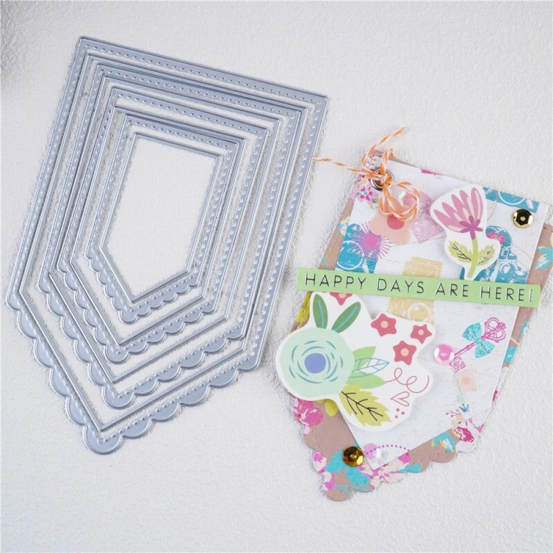 Fustella Metallo Per Scrapbooking | Forma Scatola Regalo Triangolo 15,7x14,2 Cm | Taglio E Goffratura Per Biglietti Fai Da Te - 3