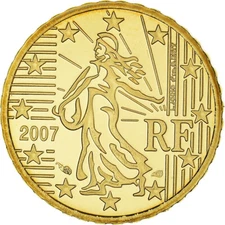 [#184285] France, 10 Euro Cent, 2007, Paris, BE, MS(65-70), Brass, KM:1410