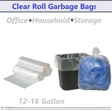 Clear Garbage Bags Office Household Storage Disposbale Trash Bag 12-16 Gallon 