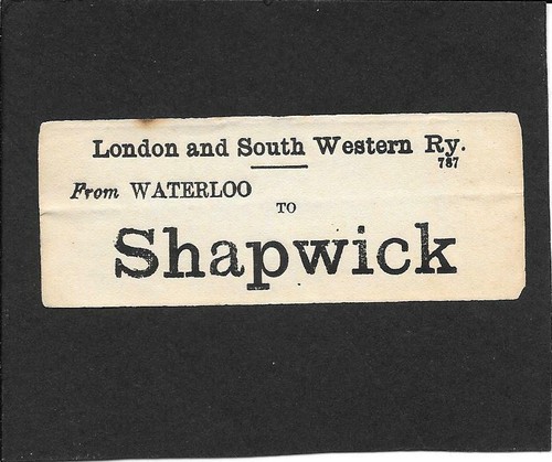 SHAPWICK - RAILWAY LUGGAGE LABEL - LONDON & SOUTH WESTERN RLY.