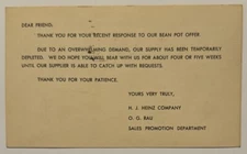 H.J. Heinz Company 1960s Business Communication Postcard