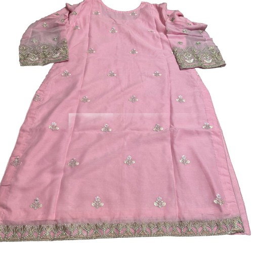 New 3pc Stitched Wedding/ Party/ Bridal Heavy Emb Pure Chiffon Suit. UK 12/ M - Picture 5 of 13