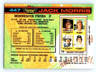 1991 Stadium Club #447b Jack Morris | eBay