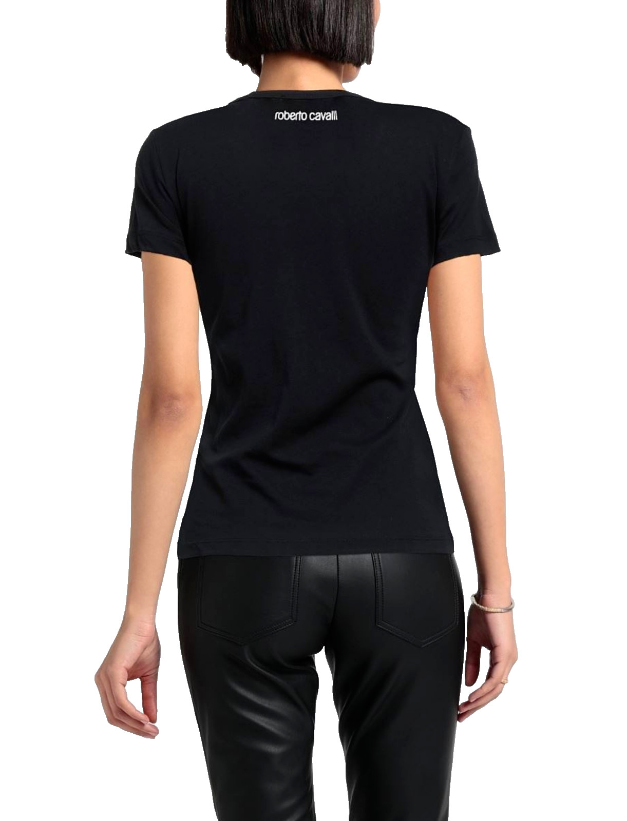Roberto Cavalli Rc Lynx-Print Monogram Cotton T-Shirt Top Lounge Iconic Shirt XS image 2