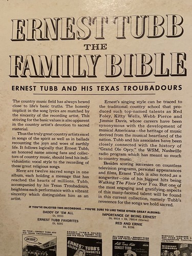 Ernest Tubb & Texas Troubadours - The Family Bible Decca LP DL 3497 1963 - Picture 4 of 11