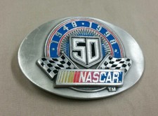 NASCAR 50 1948-1998 Belt Buckle Solid Fine Pewter Great USA American Products