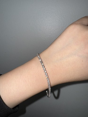 2.12 Carat TW Natural Diamond Round Cut 14K White Gold Tennis Bracelet - Picture 9 of 11