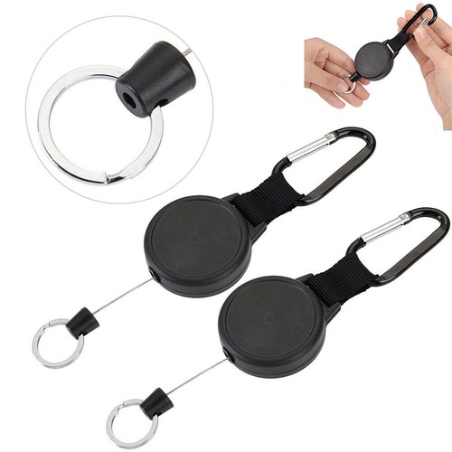 2PCS Retractable Key Tool Reel Holder Steel Clip Chain Belt Heavy Duty Split US - Picture 5 of 5