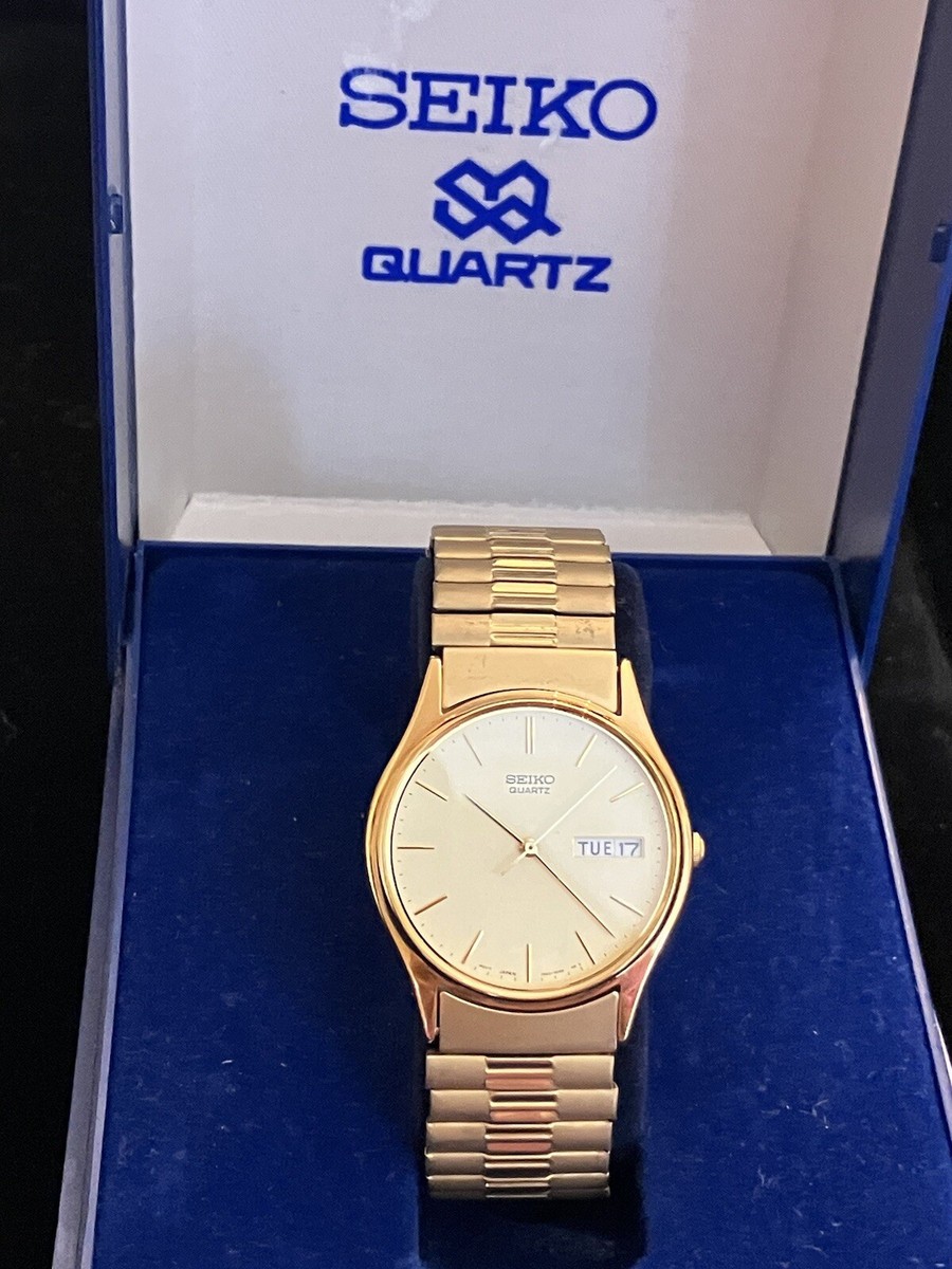 henry jovanko Vintage Seiko Quartz 7N43-8A89 Men's Gold Tone Date Day