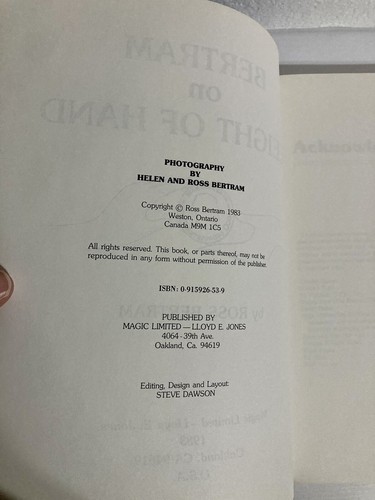 Bertram On Sleight Of Hand By Ross Bertram Hardcover - Picture 3 of 9