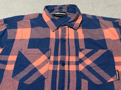 The Hundreds Men's 2XL Extra Extra LARGE Long Sleeve Pink/Blue PLAID  Flannel