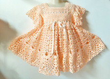 PEACH BABY GIRLS CROCHET PARTY DRESS