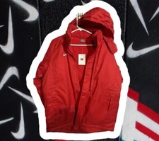 NIKE TEAM 2007 Swoosh University Red FullZip Mens Small Jacket Packable Hood VTG