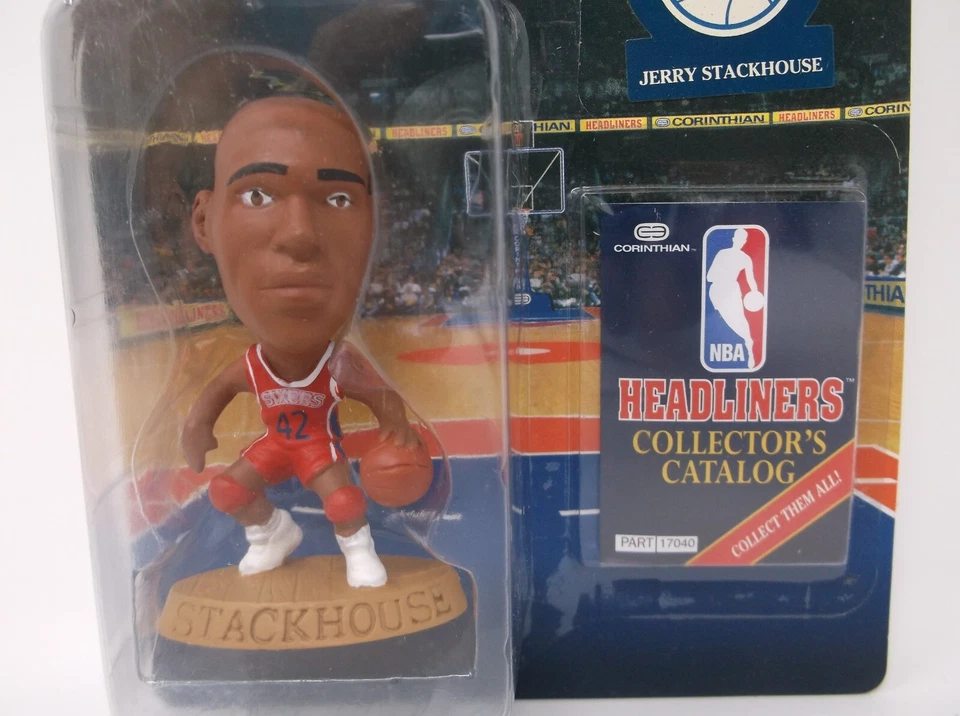 1997 NBA Headliners Jerry Stackhouse Philadelphia 76ers Figura Uniforme Rojo Nuevo en Paquete Foto 2 de 2