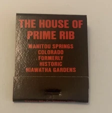 Vintage The House Of Prime Rib Matchbook Full Unstruck Ad Matches Souvenir