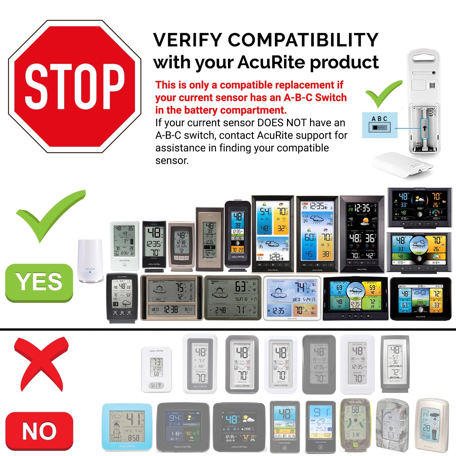 AcuRite Wireless Indoor Outdoor Temperature and Humidity Sensor (06002M) , wh...