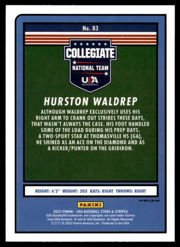 2023 Panini Stars & Stripes HURSTON WALDREP BRONZE SILVER & GOLD PRIZM #83 - Bild 2 von 2