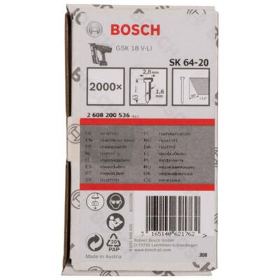 Bosch Senkkopf Nagel Stift SK64-20 NR 1.6 63 mm für GSK 18 V-LI, GNH 18 V-64
