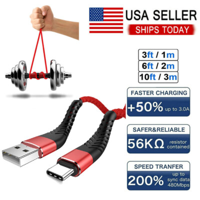 For Samsung S22 S21 S23 USB C Type-C Charger Cable Heavy Duty Fast Charging Cord