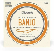 D'Addario EJ63I Irish Tenor Banjo Strings, Nickel, Medium, 12-36, Loop End 