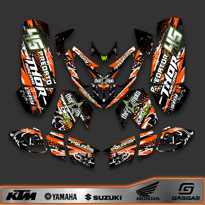 Polaris Predator 500 ATV Full Graphics Kit Orange Black Neon Green Nr45 MX Decal