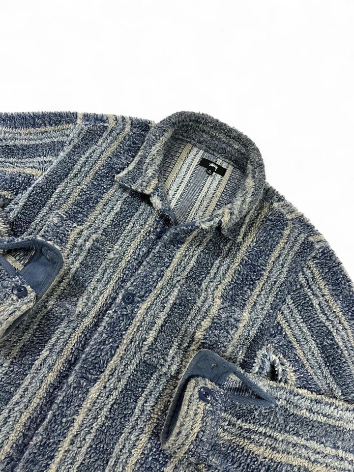 Stussy Striped Sherpa Jacket Size M - Image 2 of 4