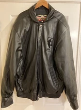 Jeff Hamilton NBA Black Leather Jacket Very Rare NBA Logo Jacket 3XL