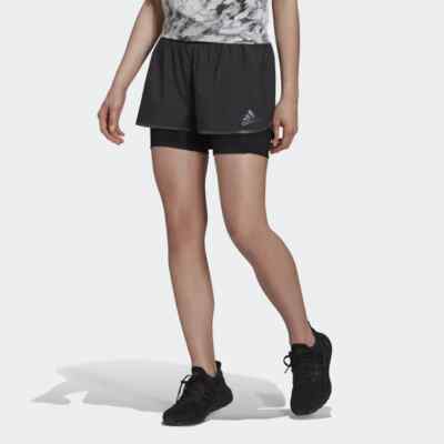 ADIDAS Women's AdiZero Two-in-One AeroREADY Running Shorts NWT Black SIZE:  LARGE