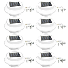 8 Pack Waterproof Solar Powered LED Outdoor Gutter Lights with Brackets