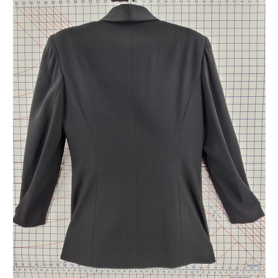 Blazer vintage Liz Claiborne noche negro satinado para mujer chaqueta de noche dinero antiguo Foto 3 de 4