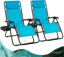 Goplus Zero Gravity Lounge Chairs, 160°Adjustable Folding Recliner W/Pillow and 