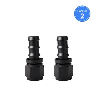 Push Lock Hose Fitting 10AN Straight Adapter For 5/8'' ID Rubber Hose Black 2Pcs