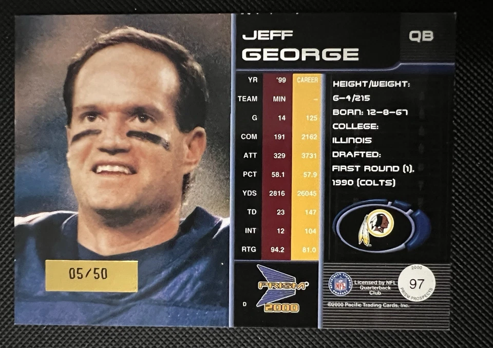 2000 Prism Prospects - Jeff George #97 Holographic Gold /50 - Image 2 of 2