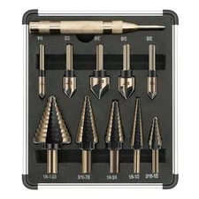 5Pcs Step Drill Bit & 5Pcs Countersink Drill Bit Set, Titanium Coated, 50 Sizes 