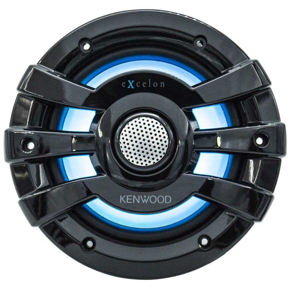 Kenwood eXcelon XM77BL 7.7" Coaxial Marine Speakers with LED (Black) - Image 2 of 2