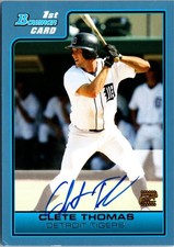 Clete Thomas signed baseball card (Detroit Tigers) 2006 Bowman 1st Rookie #B122. rookie card picture