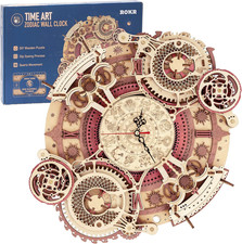 3D Wooden Clock Puzzle Kit - Wooden Model Kit for Adults - Zodiac Wall Clock