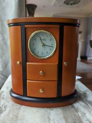 Seth Thomas Jewelry Box Clock Model 202 Treasure Working Wooden Vanity Organizer